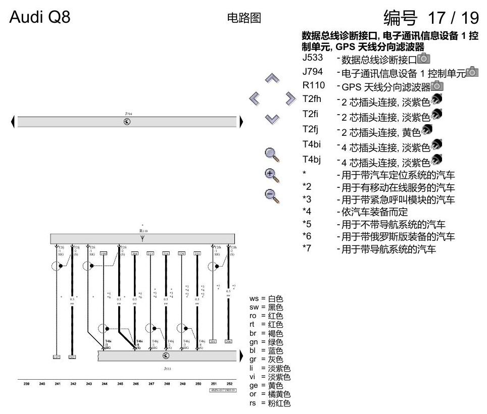 奥迪Q8 电路图 增强版 MMI 导航系统, (I8T), 自 2018 年 6 月起 电路图