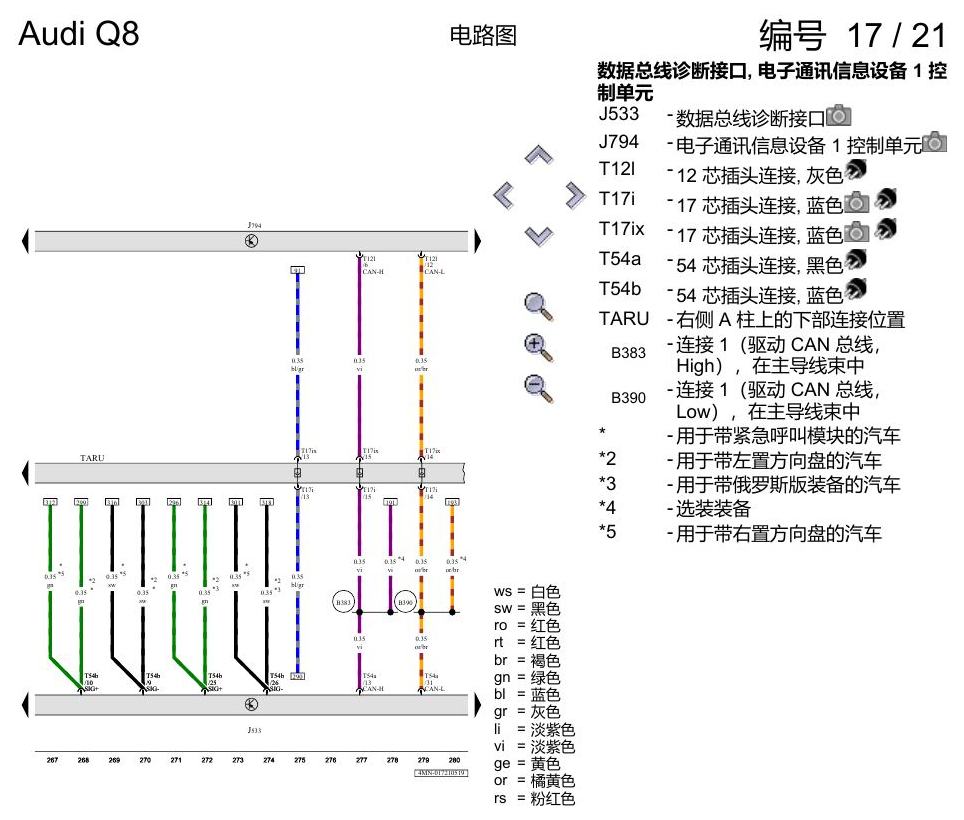 奥迪Q8 电路图 增强版 MMI 导航系统, (I8T), 自 2018 年 6 月起 电路图
