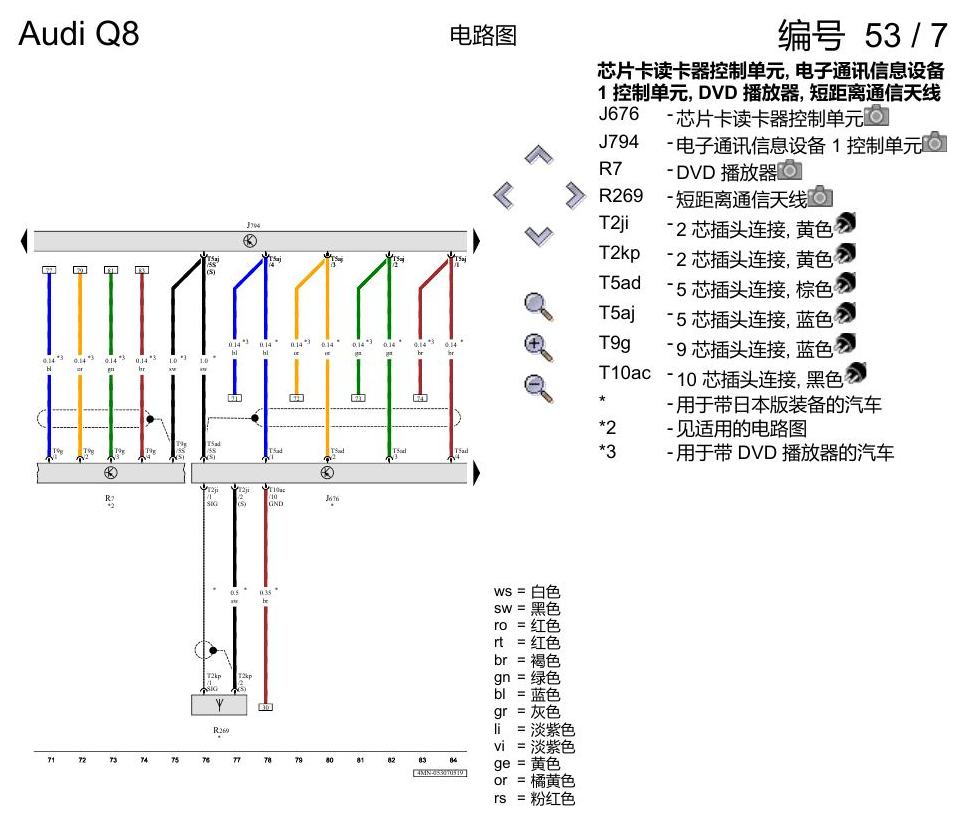 奥迪Q8 电路图 带收音机的多媒体界面(MMI), (I8E), 自 2018 年 6 月起 电路图