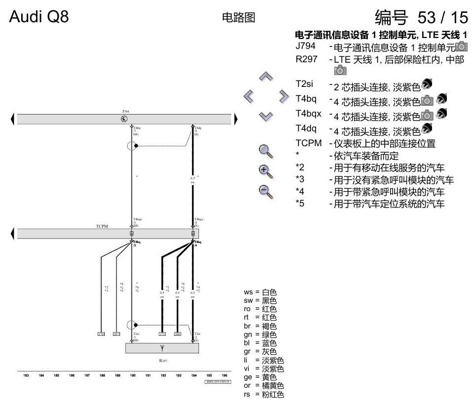 奥迪Q8 电路图 带收音机的多媒体界面(MMI), (I8E), 自 2018 年 6 月起 电路图