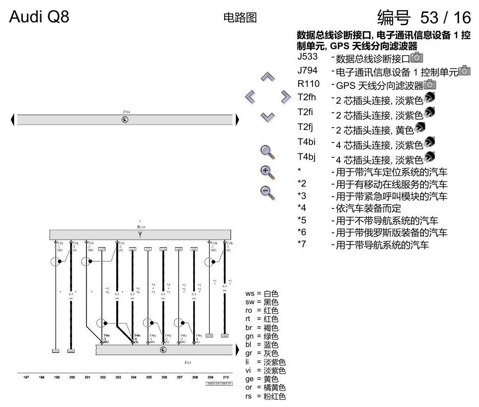 奥迪Q8 电路图 带收音机的多媒体界面(MMI), (I8E), 自 2018 年 6 月起 电路图