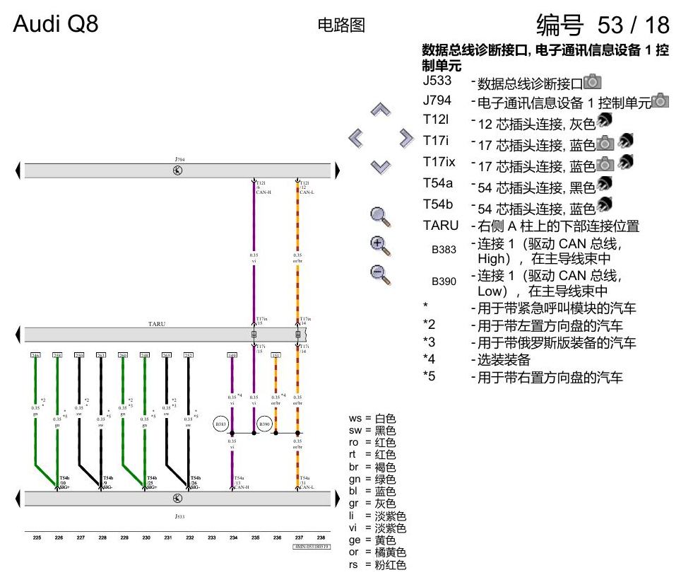 奥迪Q8 电路图 带收音机的多媒体界面(MMI), (I8E), 自 2018 年 6 月起 电路图