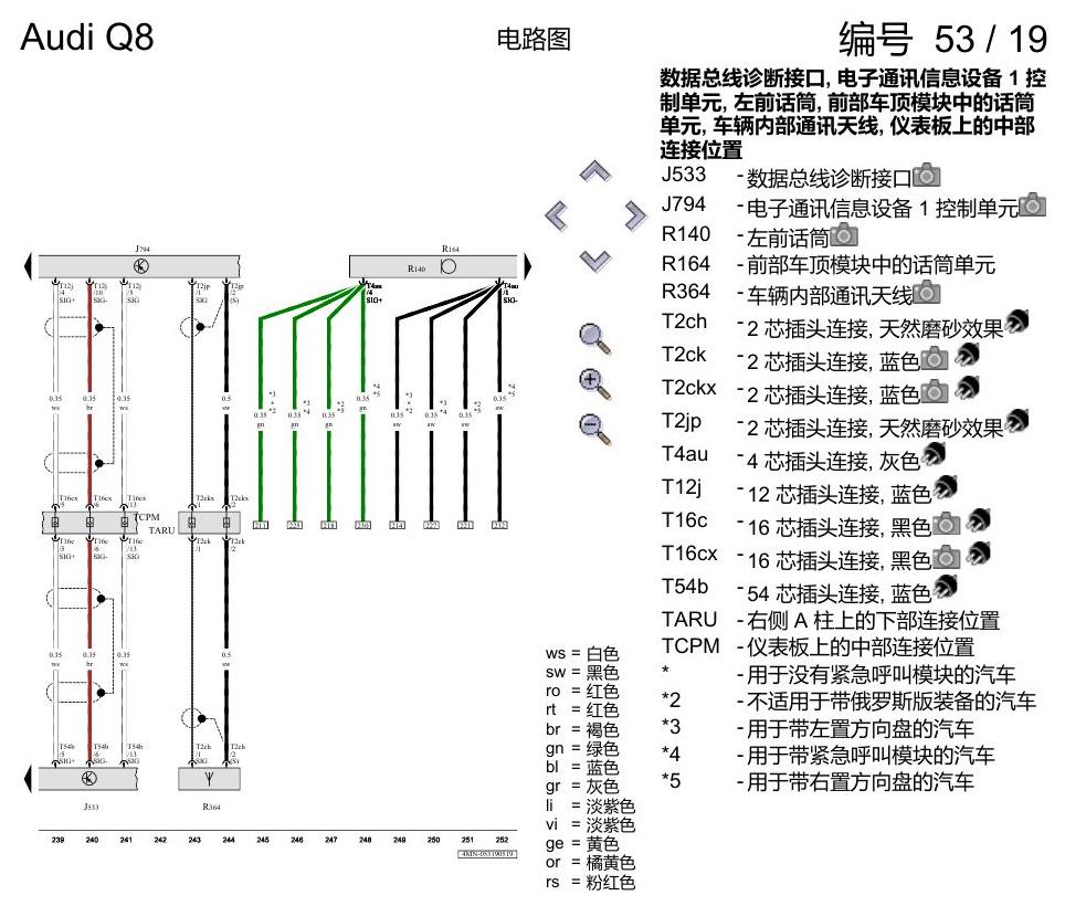 奥迪Q8 电路图 带收音机的多媒体界面(MMI), (I8E), 自 2018 年 6 月起 电路图