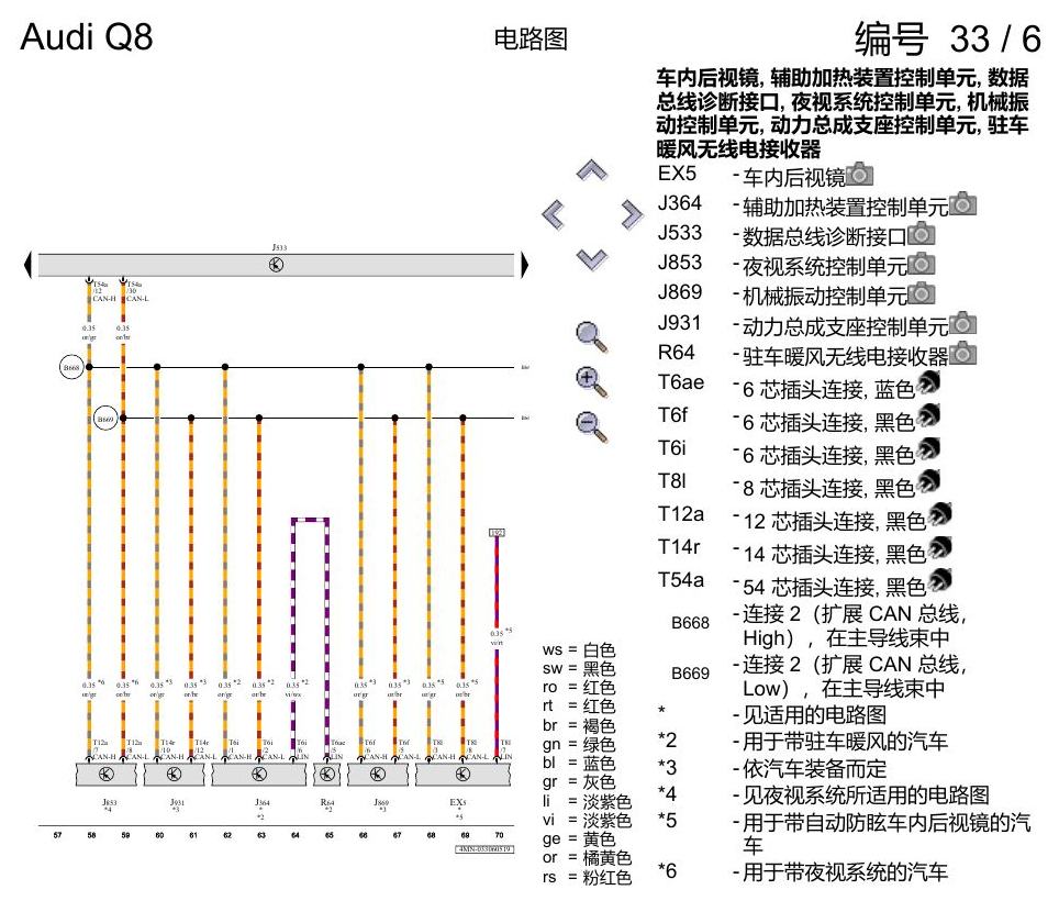 奥迪Q8 电路图 数据总线联网, 自 2018 年 6 月起 电路图