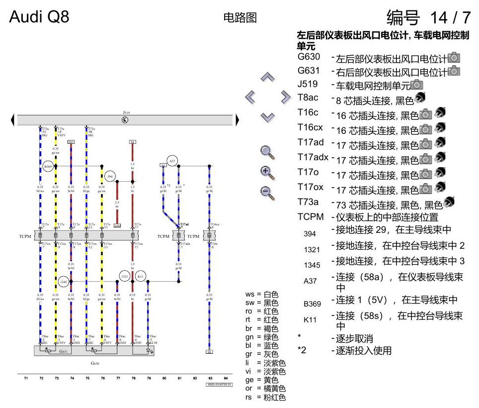 奥迪Q8 电路图 空调器, (9AQ), 自 2018 年 6 月起 电路图