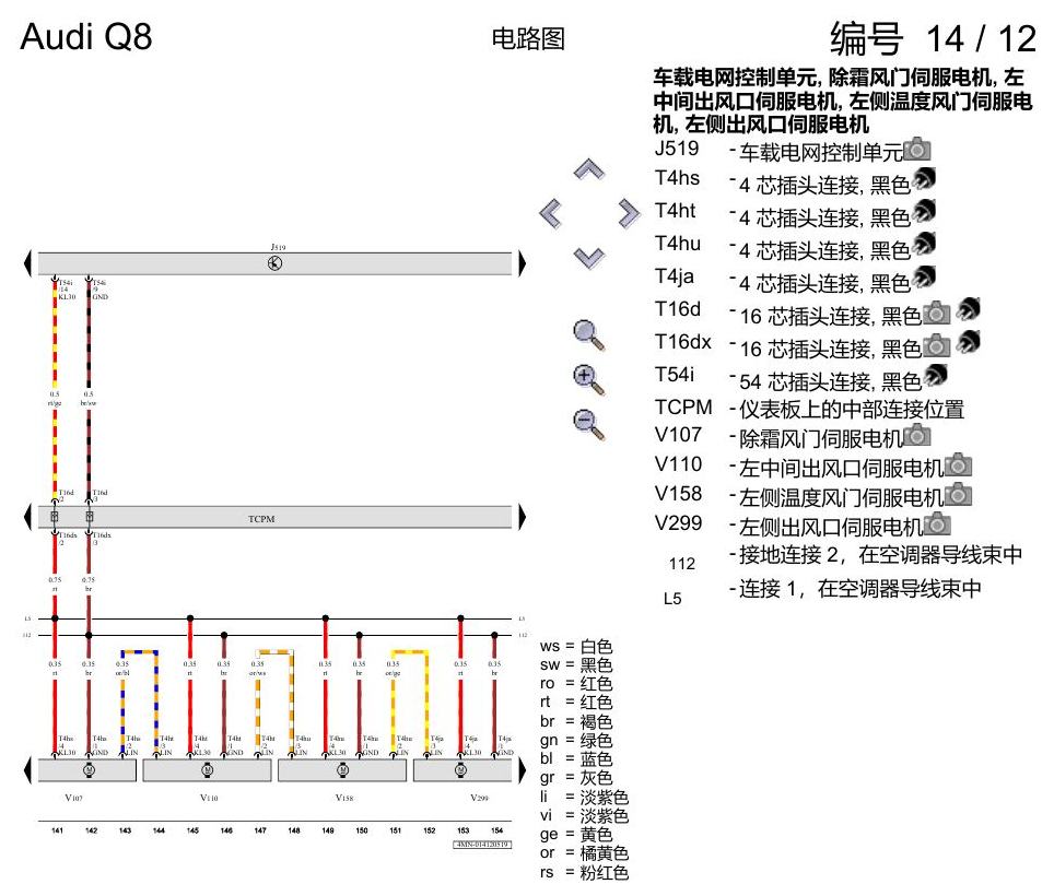 奥迪Q8 电路图 空调器, (9AQ), 自 2018 年 6 月起 电路图