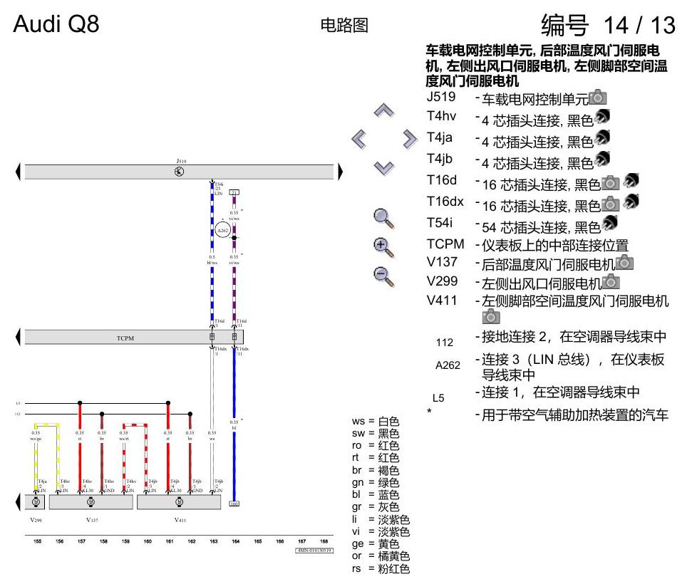 奥迪Q8 电路图 空调器, (9AQ), 自 2018 年 6 月起 电路图