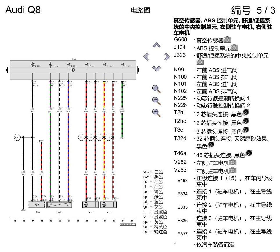 奥迪Q8 电路图 防抱死制动系统(ABS), 自 2018 年 6 月起 电路图