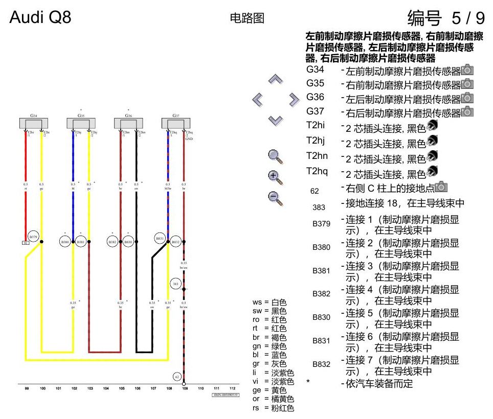 奥迪Q8 电路图 防抱死制动系统(ABS), 自 2018 年 6 月起 电路图