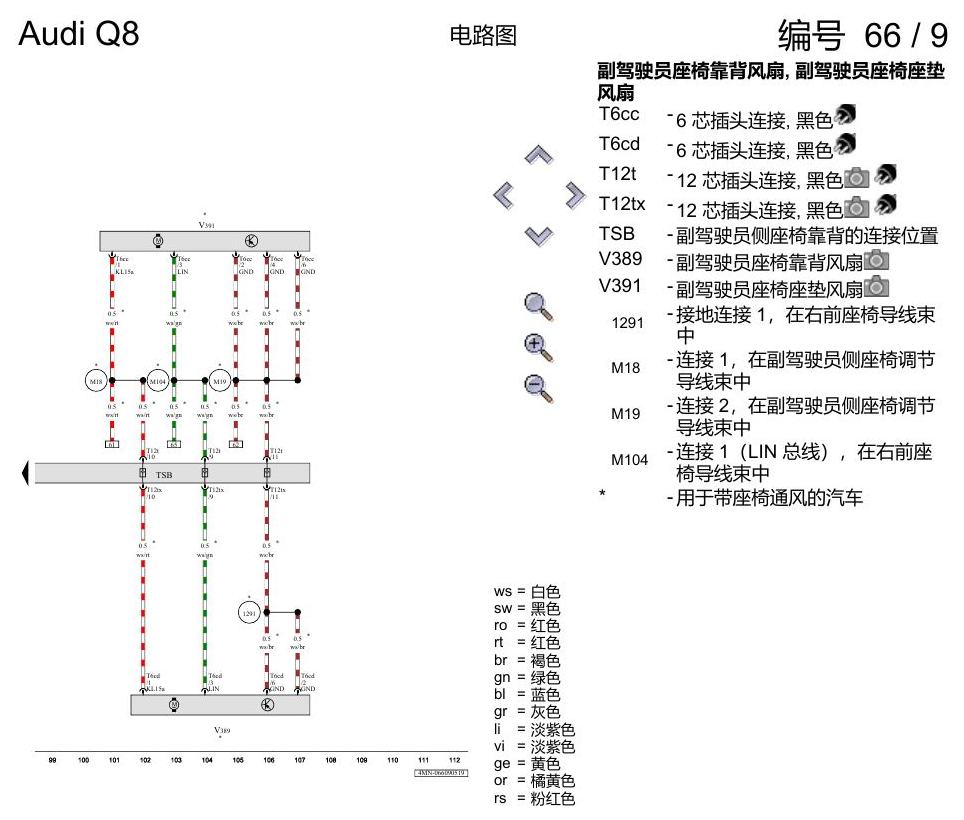 奥迪Q8 电路图 驾驶员和副驾驶员座椅调整功能, (3L4),(Q1A), 自 2018 年 6 月起 电路图