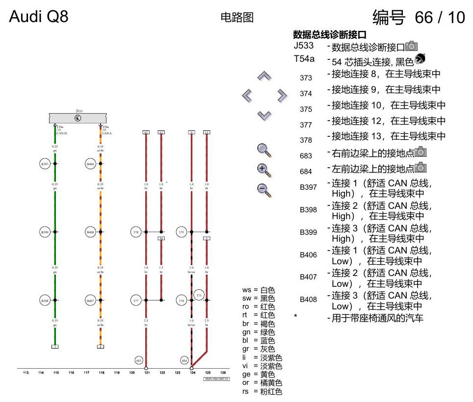 奥迪Q8 电路图 驾驶员和副驾驶员座椅调整功能, (3L4),(Q1A), 自 2018 年 6 月起 电路图