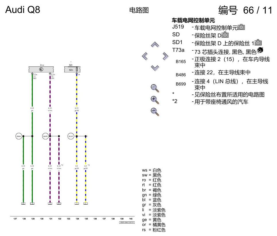 奥迪Q8 电路图 驾驶员和副驾驶员座椅调整功能, (3L4),(Q1A), 自 2018 年 6 月起 电路图