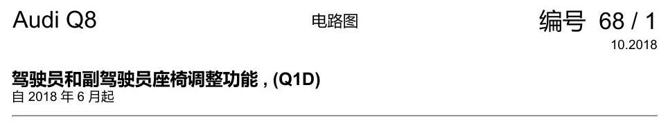 奥迪Q8 电路图 驾驶员和副驾驶员座椅调整功能, (Q1D), 自 2018 年 6 月起 电路图