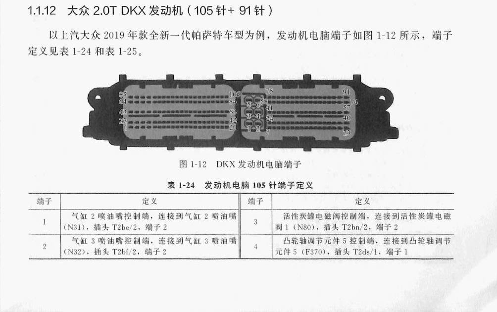 大众 2.0T DKX发动机(105针+91针)端子