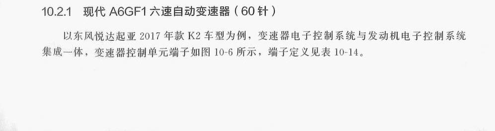 现代 A6GF1六速自动变速器(60针)端子
