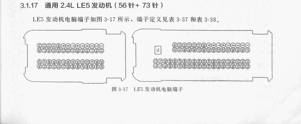 通用2.4L LE5发动机(56针+73针)端子