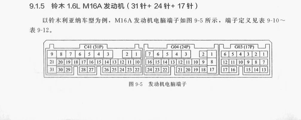 铃木1.6L M16A 发动机(31针+24针+17针)端子