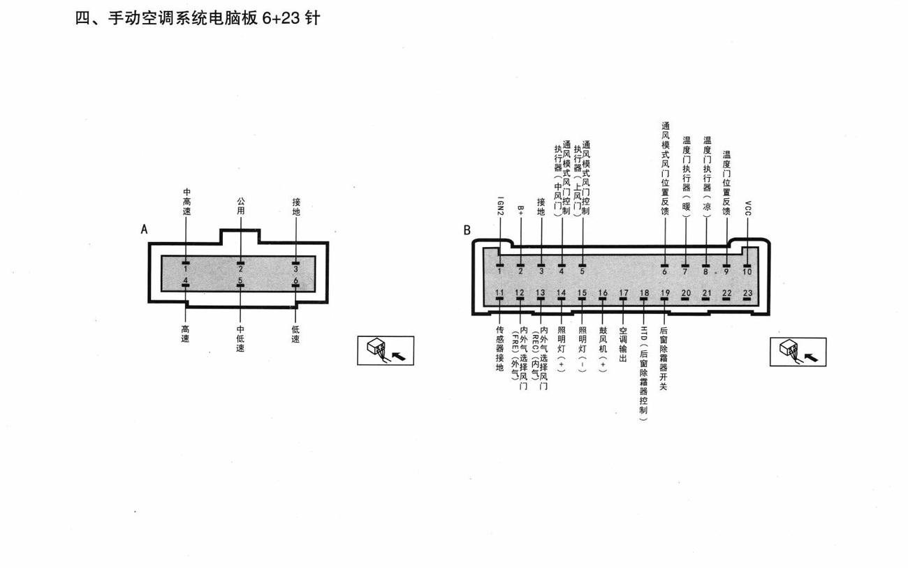 北京现代伊兰特车系手动空调系统电脑板 6+23针端子