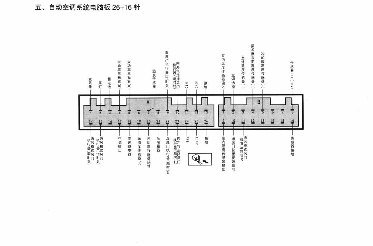 北京现代伊兰特车系自动空调系统电脑板 26+16针端子
