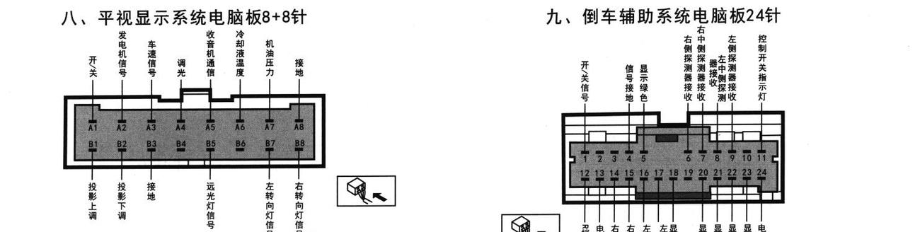 别克君威车系平视显示系统电脑板8+8针端子