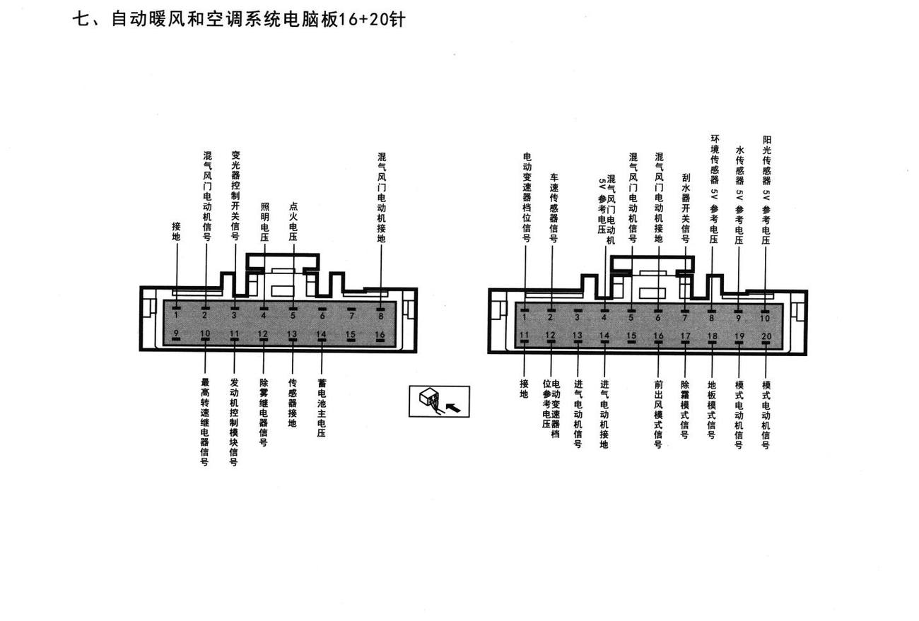 别克凯越车系自动暖风和空调系统电脑板16+20针端子