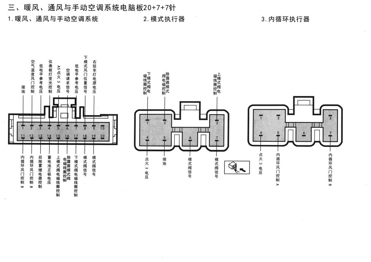 雪佛兰景程V250车系暖风、通风与手动空调系统电脑板20+7+7针端子