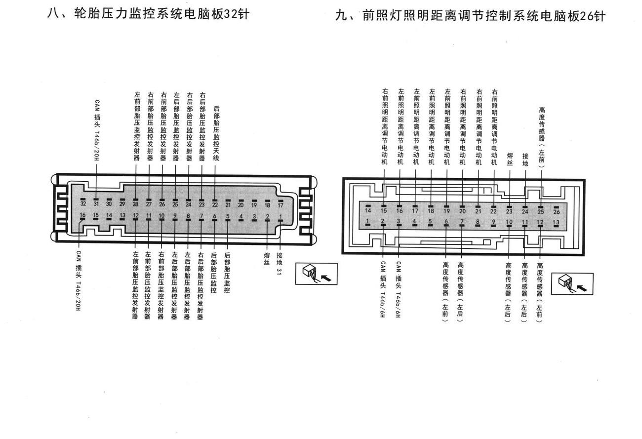 奥迪A6L车系轮胎压力监控系统电脑板32针端子