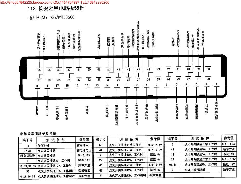 长安之星电脑板55针 端子图