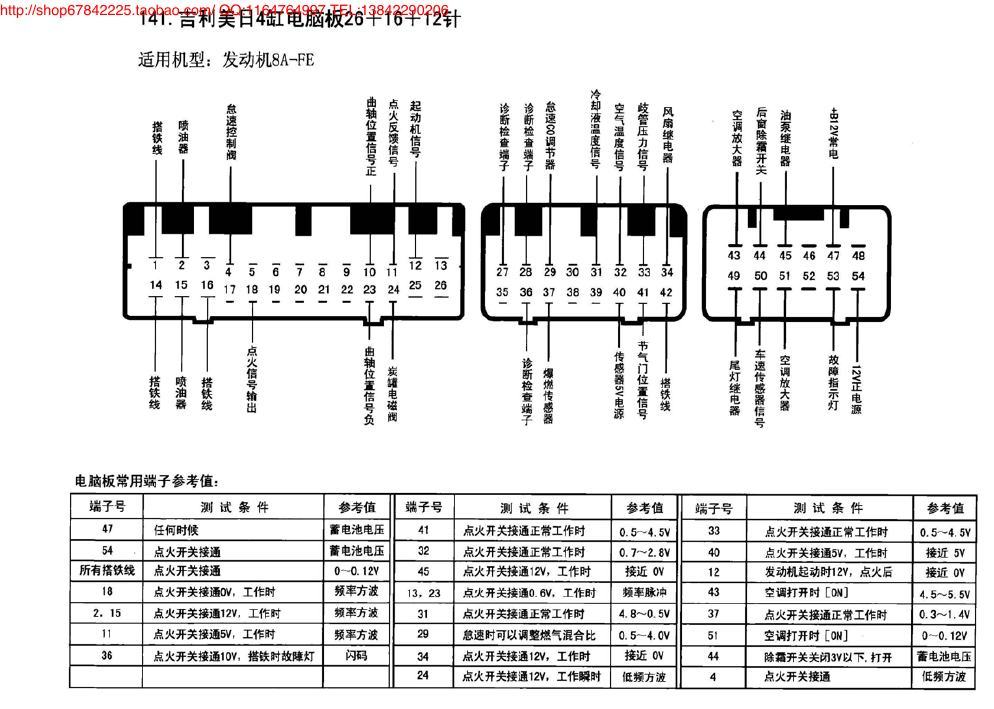 吉利美日4缸电脑板26+16+12针 端子图
