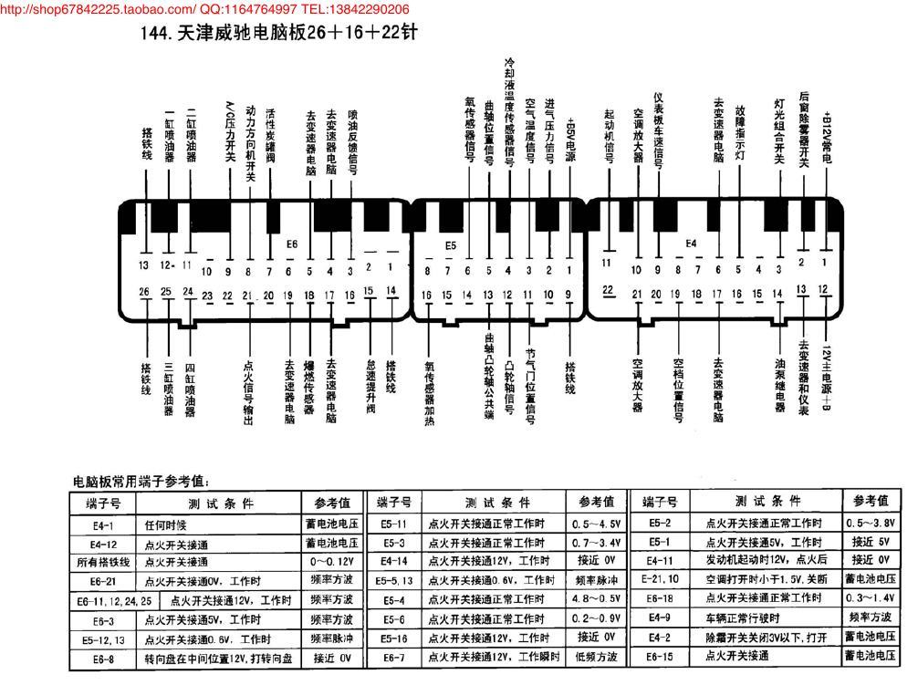 天津威驰电脑板26+16+22针 端子图