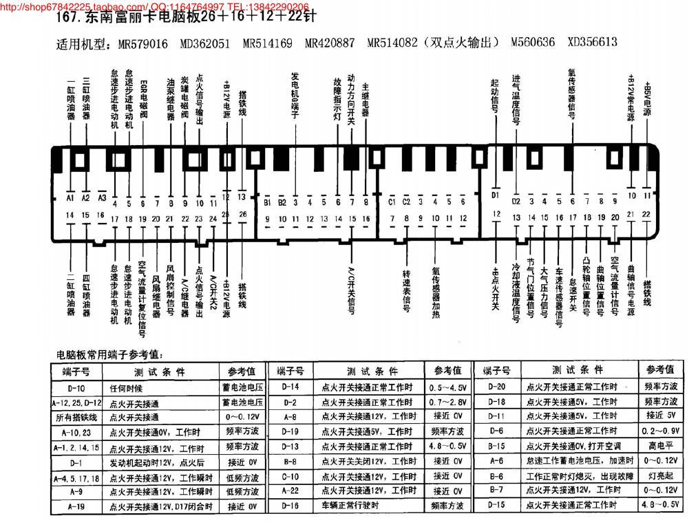 东南富丽卡电脑板26+16+12+22针 端子图