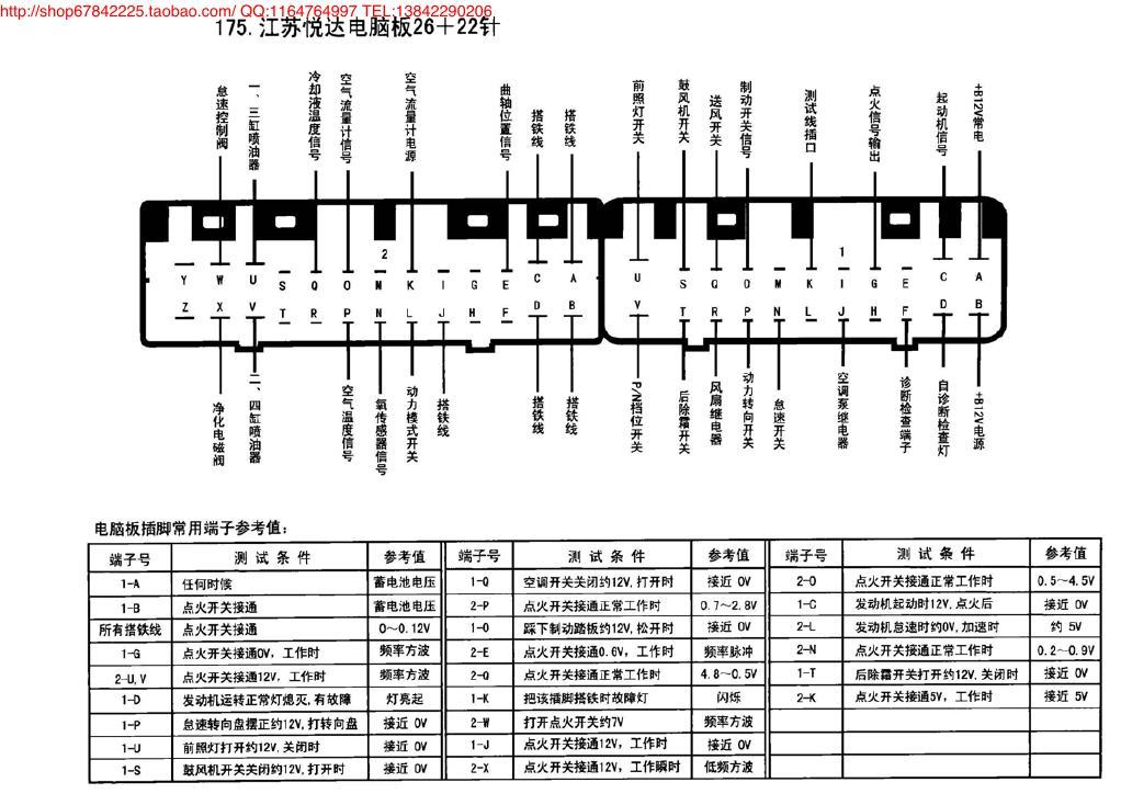 江苏悦达电脑板26+22针 端子图