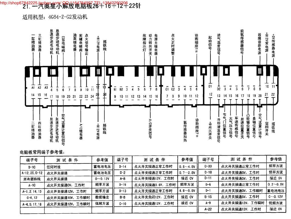 一汽奥星小解放电脑板26+16+12+22针 端子图