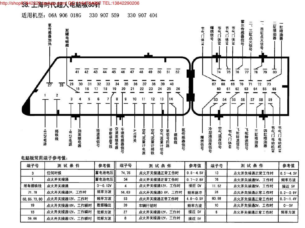 上海时代超人电脑板80针 端子图