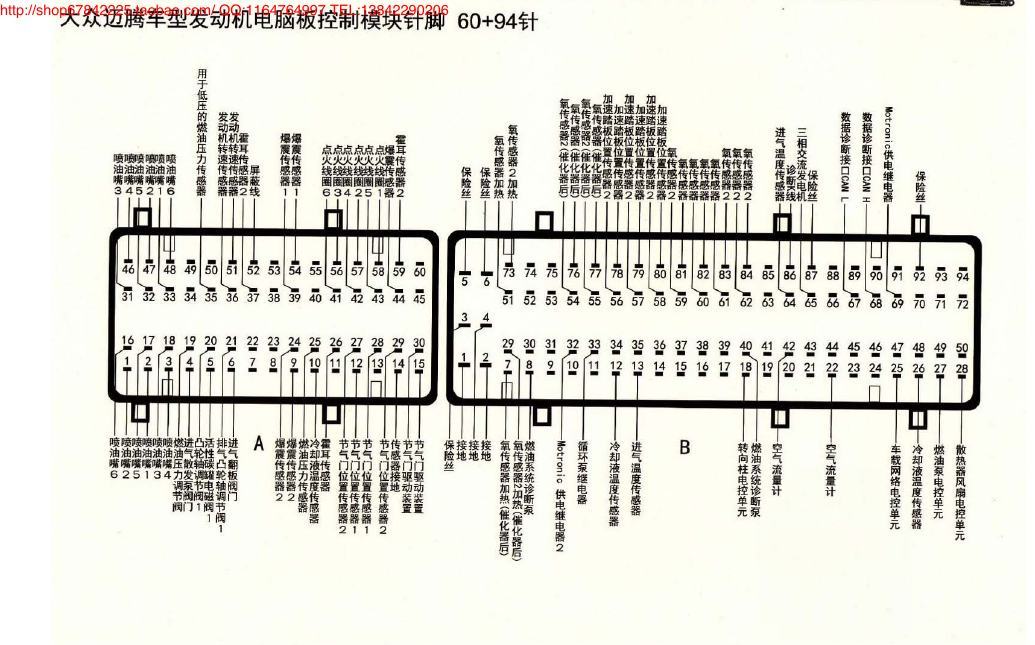 MK_大众迈腾车型发动机电脑板控制模块针脚60+94针 端子图