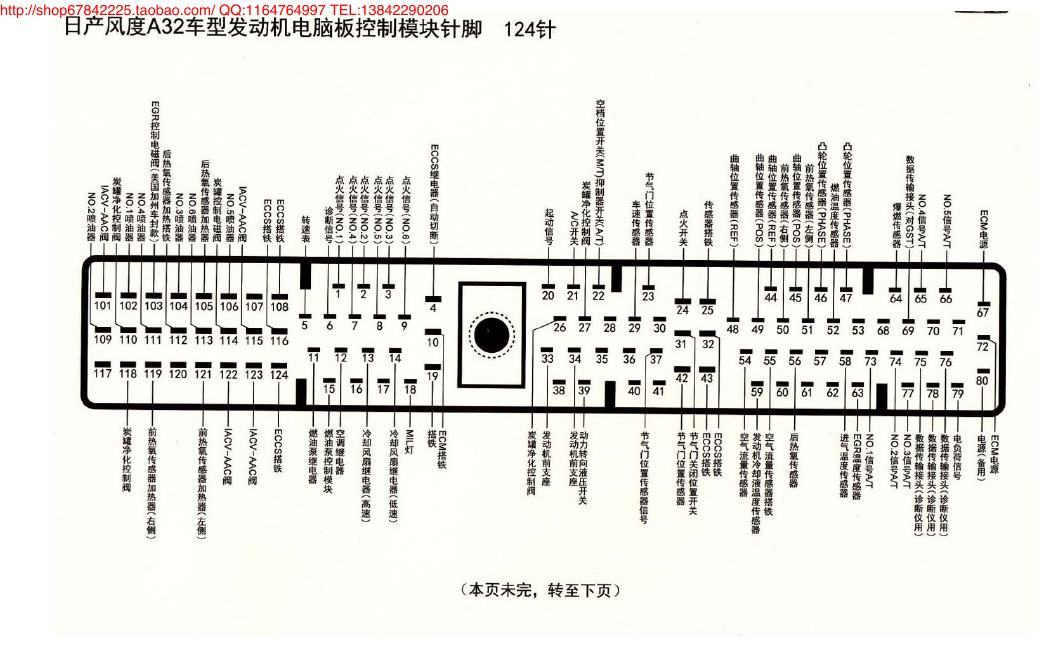 MK_日产风度A32车型发动机电脑板控制模块针脚124针 端子图