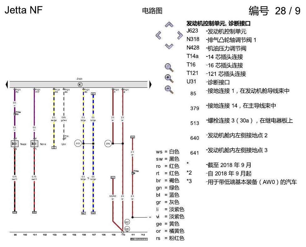 一汽大众17捷达1.5 1.5 升汽油发动机 , DCFA 电路图