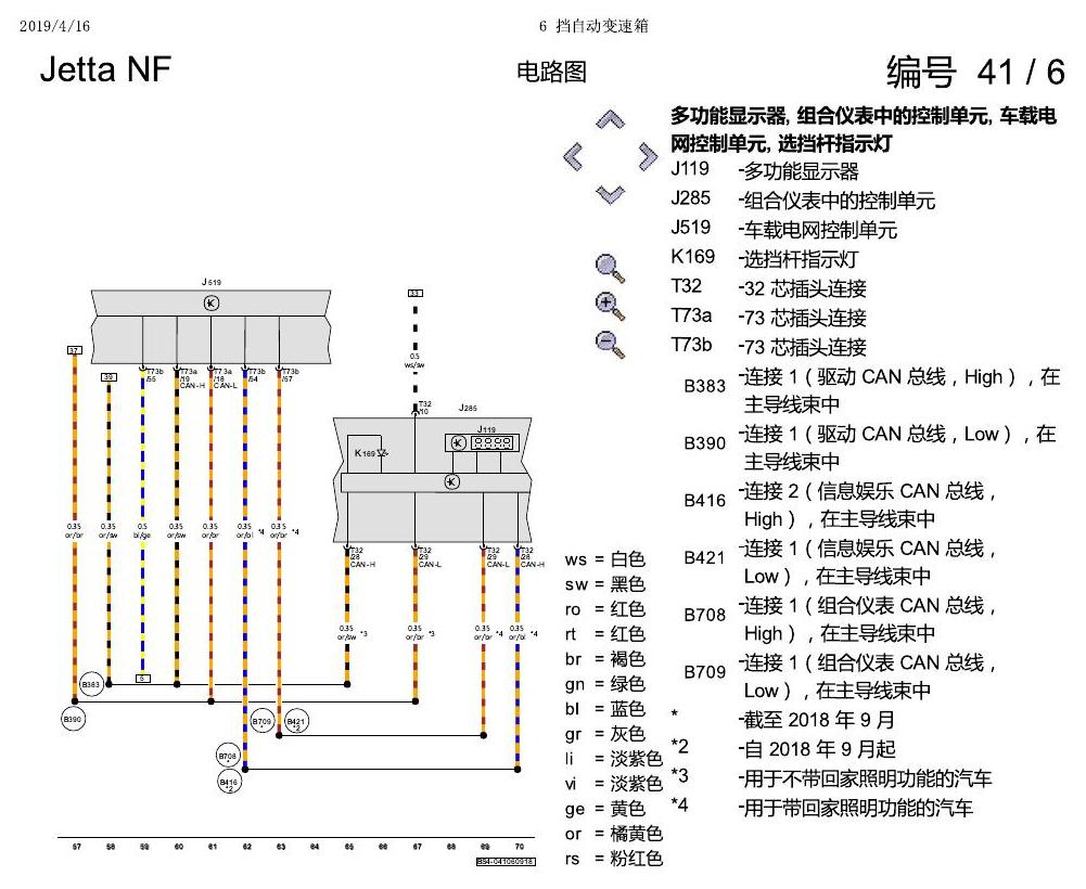 一汽大众17捷达1.5 6 挡自动变速箱 电路图