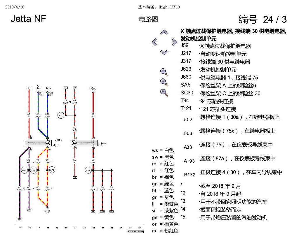 一汽大众17捷达1.5 基本装备,High( 电路图