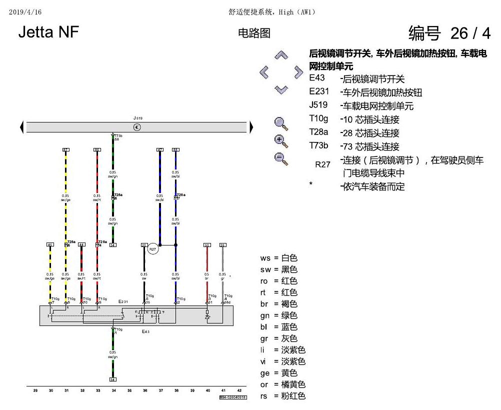 一汽大众17捷达1.5 舒适便捷系统 电路图