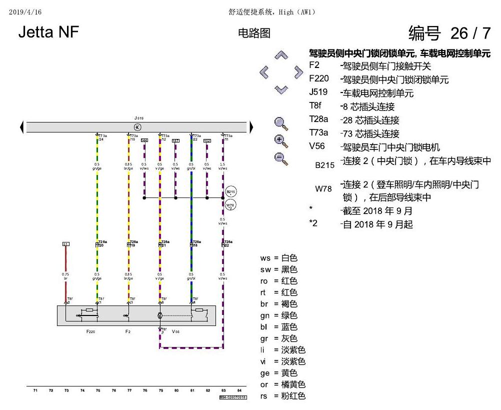 一汽大众17捷达1.5 舒适便捷系统 电路图
