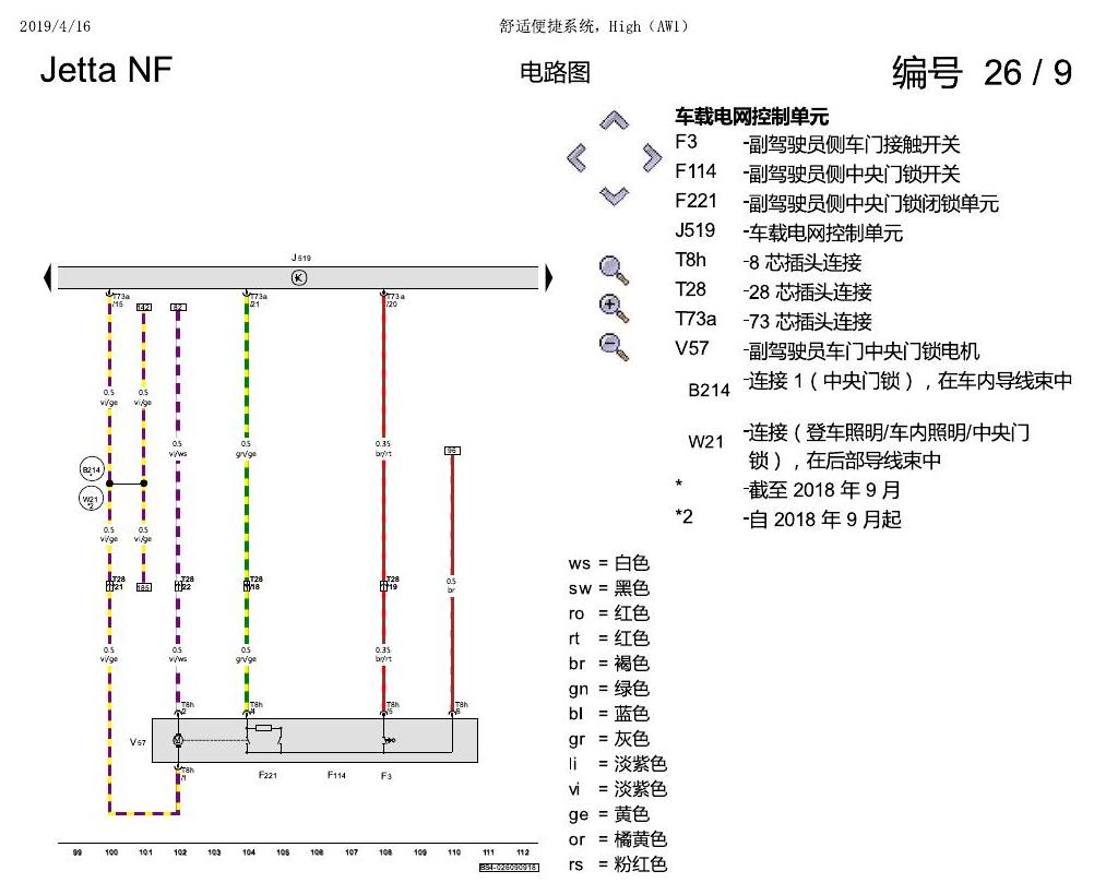 一汽大众17捷达1.5 舒适便捷系统 电路图