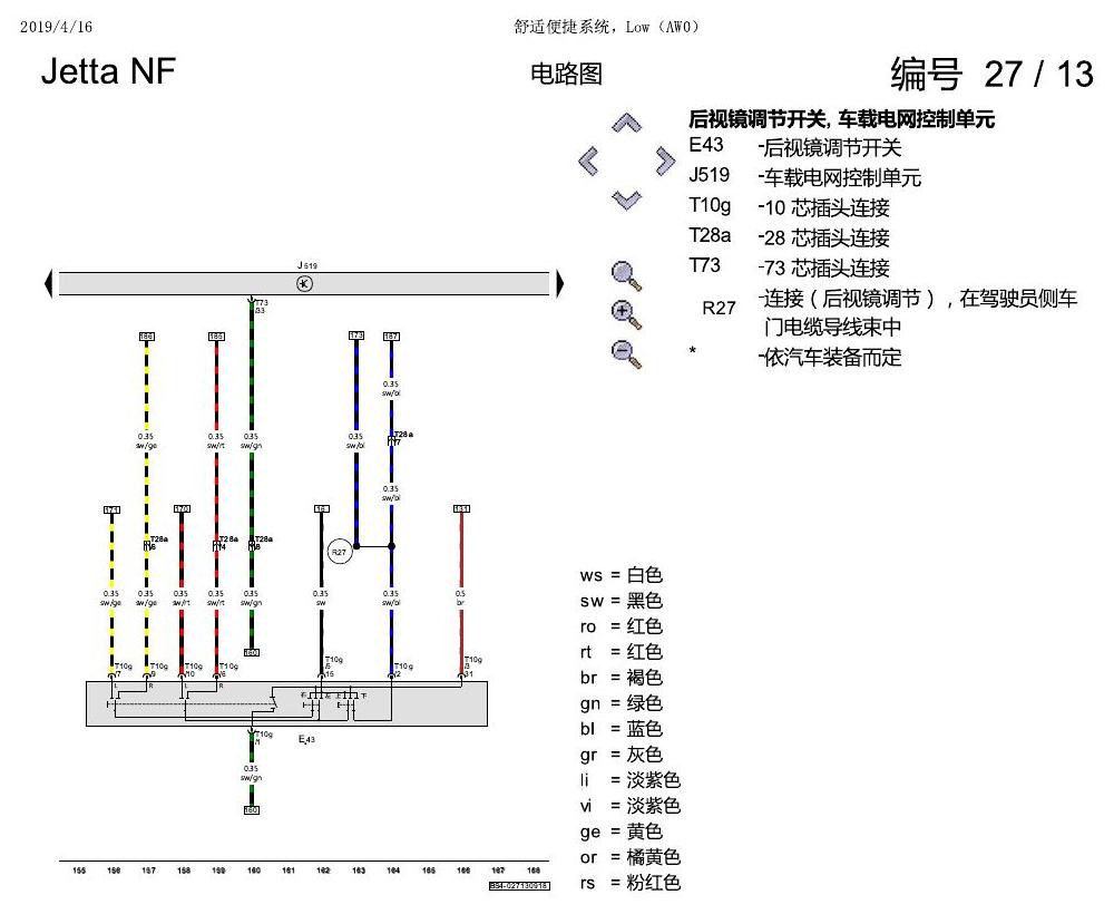 一汽大众17捷达1.5 舒适便捷系统,Low(AW0) 电路图