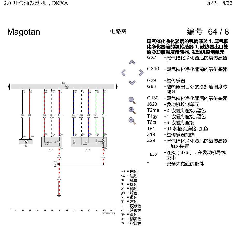 一汽大众2020 迈腾B8 电路图 2.0 升汽油发动机 , DKXA 电路图