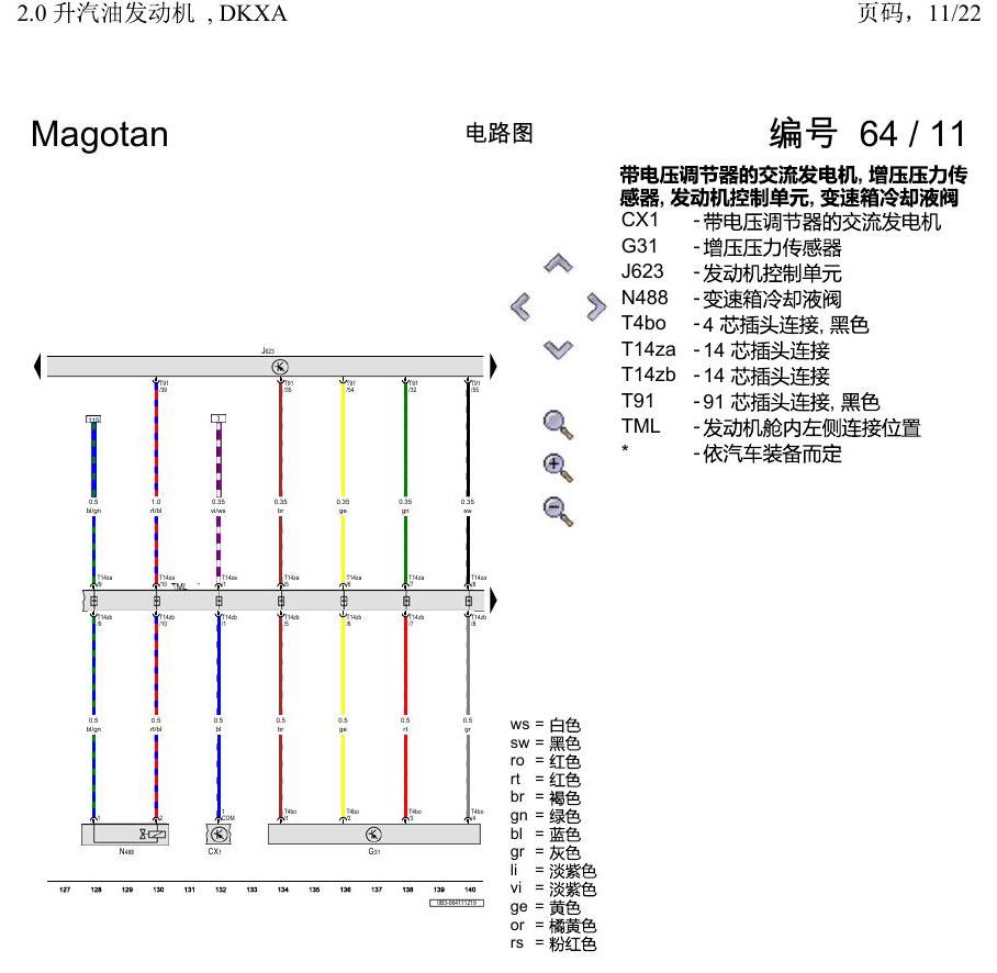 一汽大众2020 迈腾B8 电路图 2.0 升汽油发动机 , DKXA 电路图