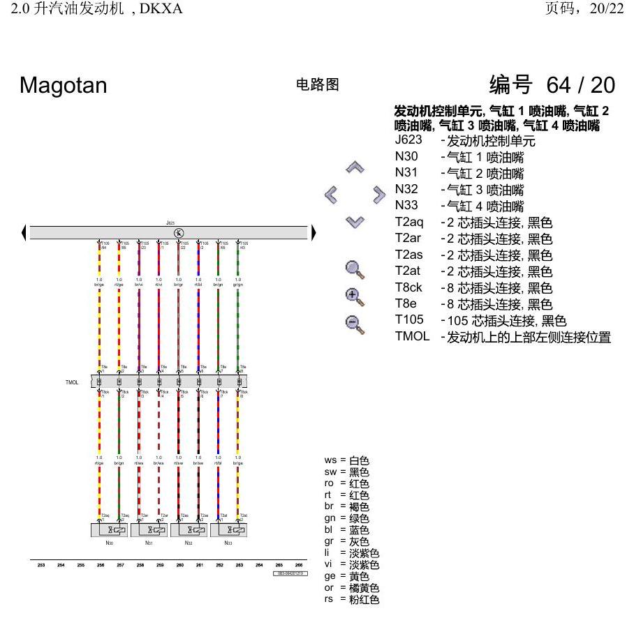 一汽大众2020 迈腾B8 电路图 2.0 升汽油发动机 , DKXA 电路图