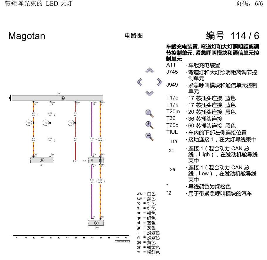 一汽大众2020 迈腾B8 电路图 带矩阵光束的 LED 大灯 电路图