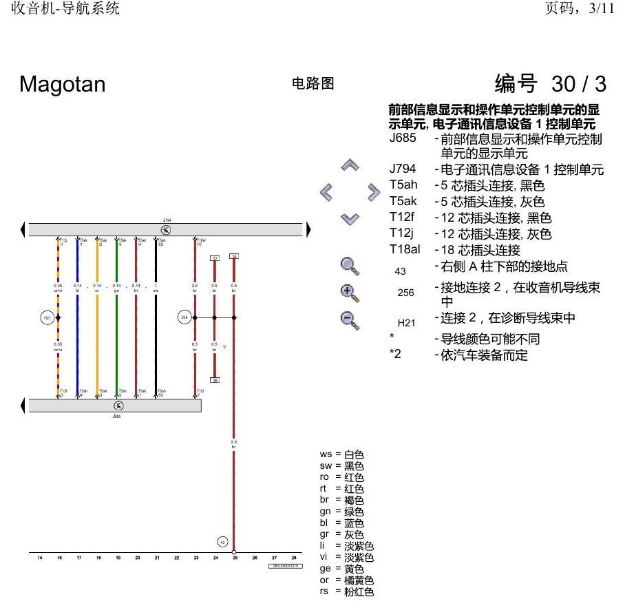 一汽大众2020 迈腾B8 电路图 收音机-导航系统 电路图