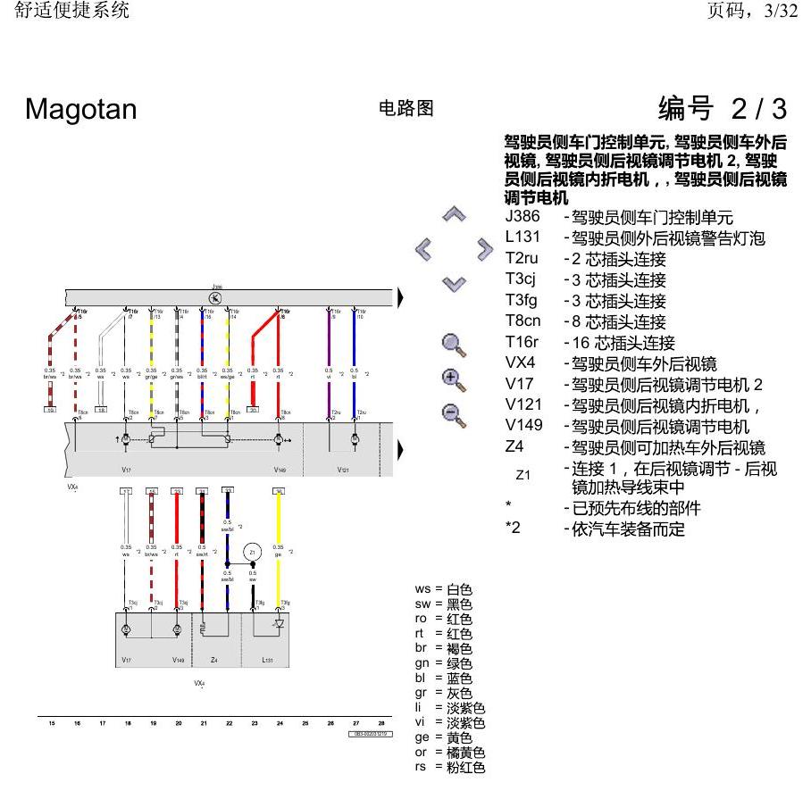 一汽大众2020 迈腾B8 电路图 舒适便捷系统 电路图