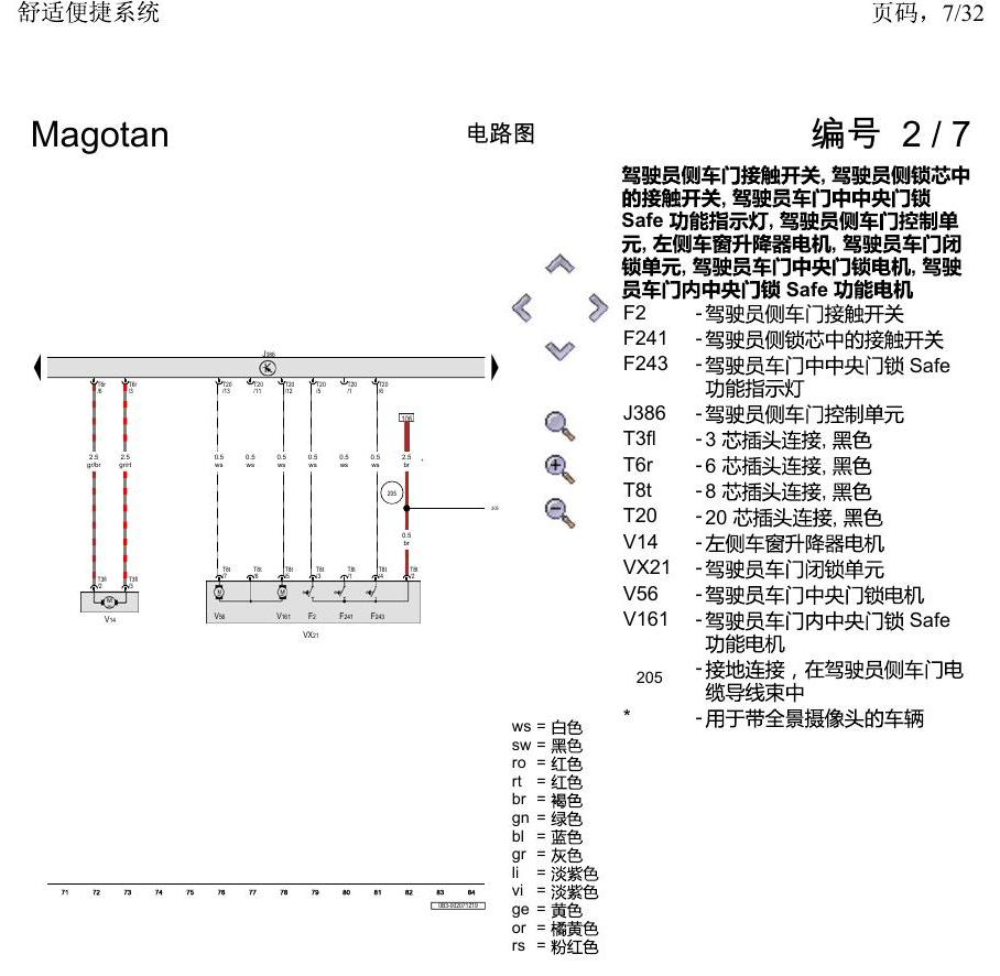 一汽大众2020 迈腾B8 电路图 舒适便捷系统 电路图